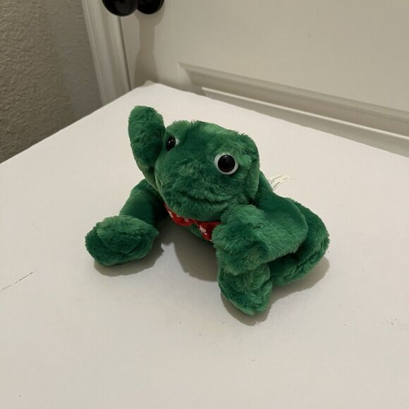 Vintage Main Joy Leaping Heart Love Collar Green Frog Plush Stuffed Animal 6" - Picture 5 of 10